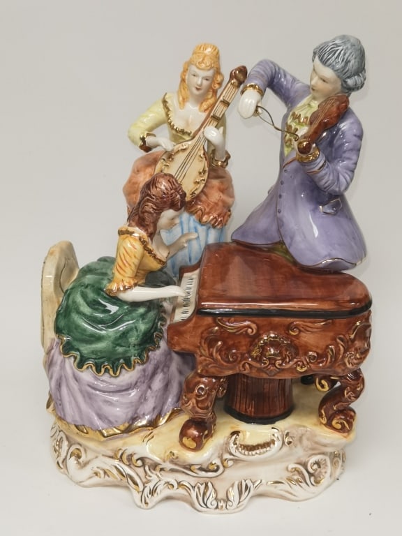 Large Capodimonte Porcelain Musician Figure Group: Large Capodimonte Porcelain Musician Figure Group, 16.5in by 12.5in