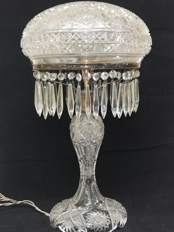American Brilliant Cut Mushroom Dome Crystal Lamp (1 of 8)
