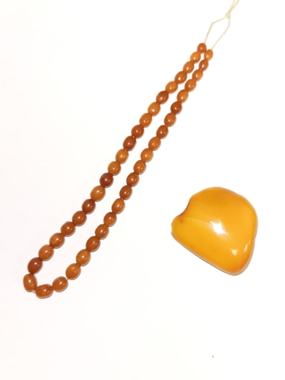 Chinese Butterscotch Egg Yolk Amber Necklace and Brooch (1 of 4)
