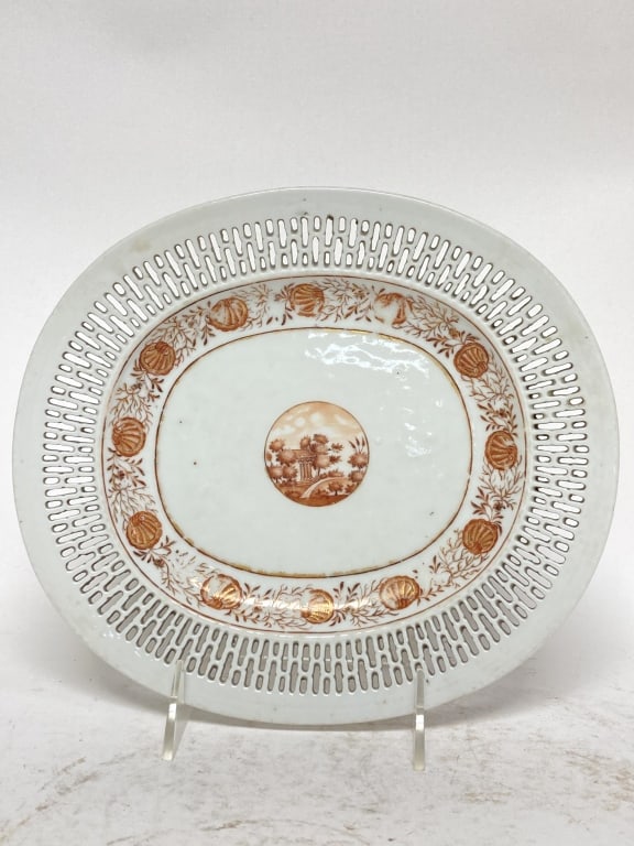 18th C. Chinese Export Porcelain Gilt Paste Hollow Plate (1 of 3)