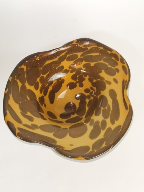Murano Italy Tortoise Shell Spotted Glass Bowl (1 of 4)