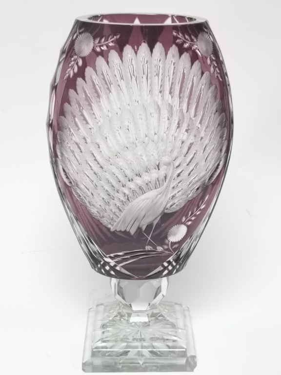 Echt Bleikristall Bohemian Amethyst Cut-to-Clear Vase (1 of 8)