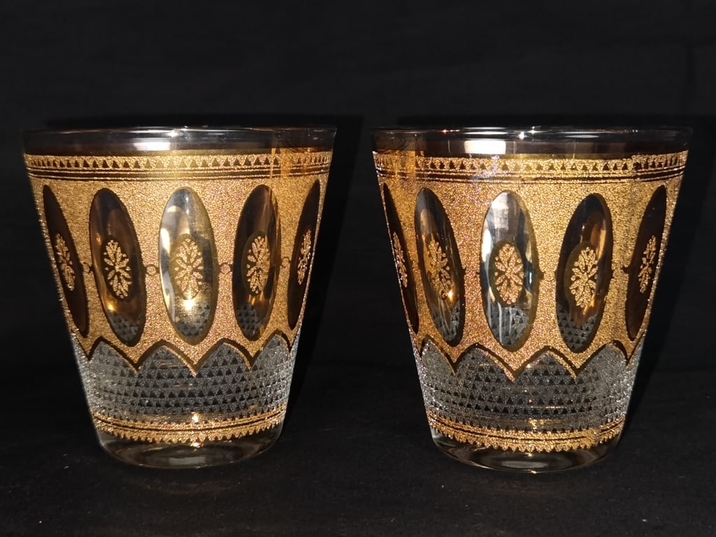 Pr. of Vintage Culver 22K Gold Regency Glasses: Pr. of Vintage Culver 22K Gold Regency Glasses, 4in