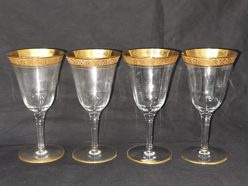 (4) Vintage Tiffin Franciscan "Rambler Rose" Wine Glasses: (4) Vintage Tiffin Franciscan "Rambler Rose" Wine Glasses, 6.75in
