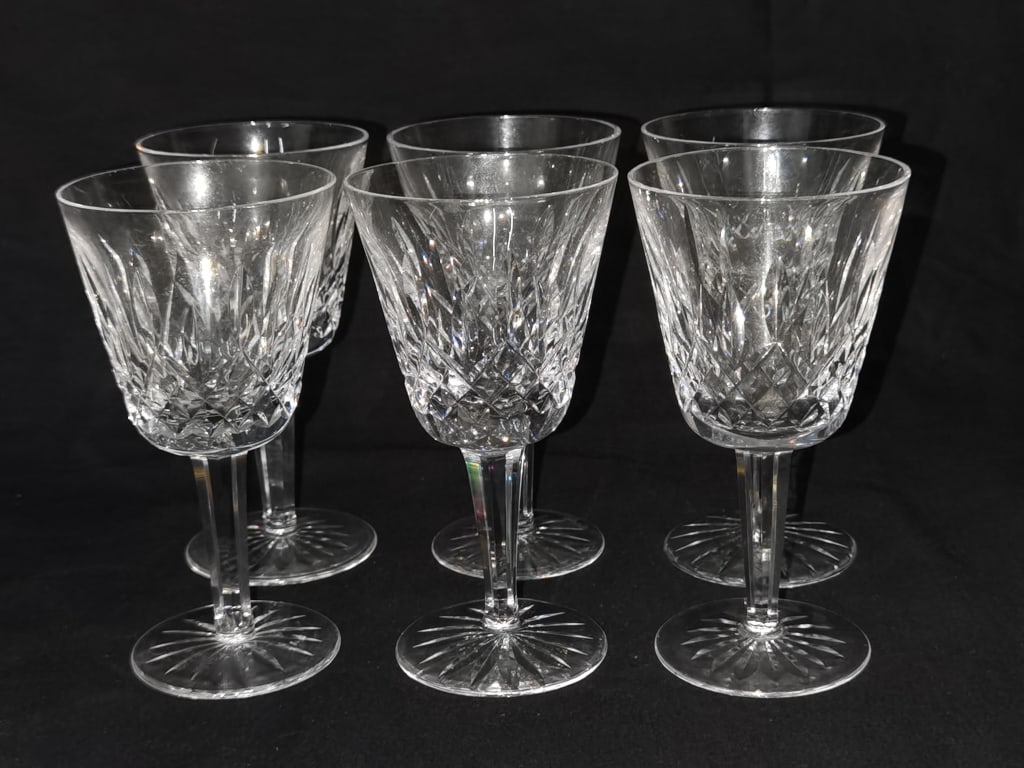 (6) Waterford Crystal "Lismore" Wine Glasses: (6) Waterford Crystal "Lismore" Wine Glasses, 6in