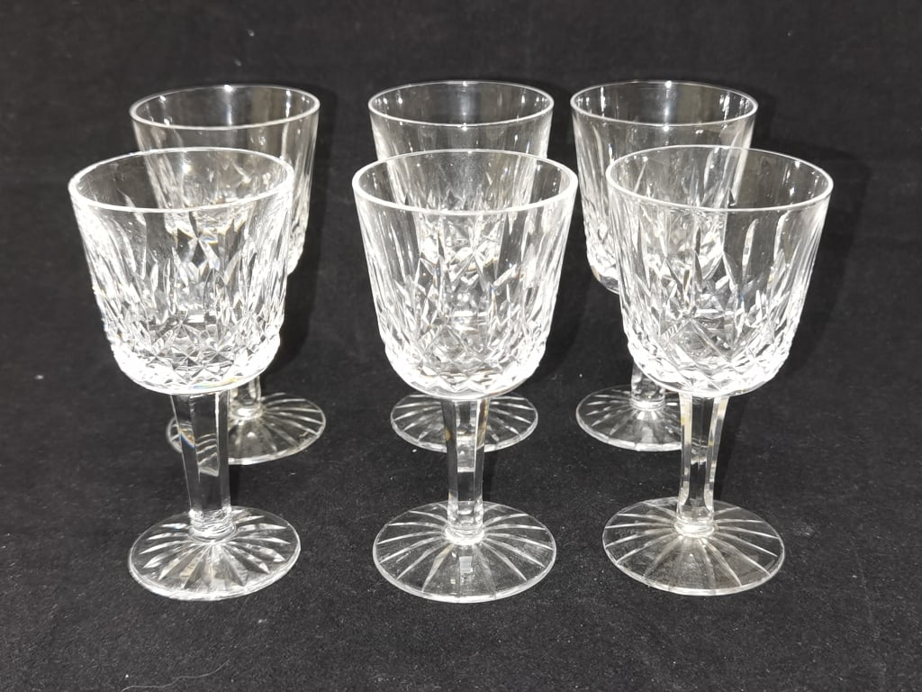 (6) Waterford Crystal "Lismore" Wine Glasses: (6) Waterford Crystal "Lismore" Wine Glasses, 4.25in