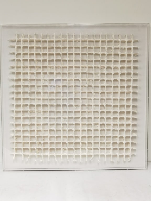 Contemporary Papier--mache Art on Board: Contemporary Papier--mache Art on Board, 35.5in by 35.5in by 2.5in