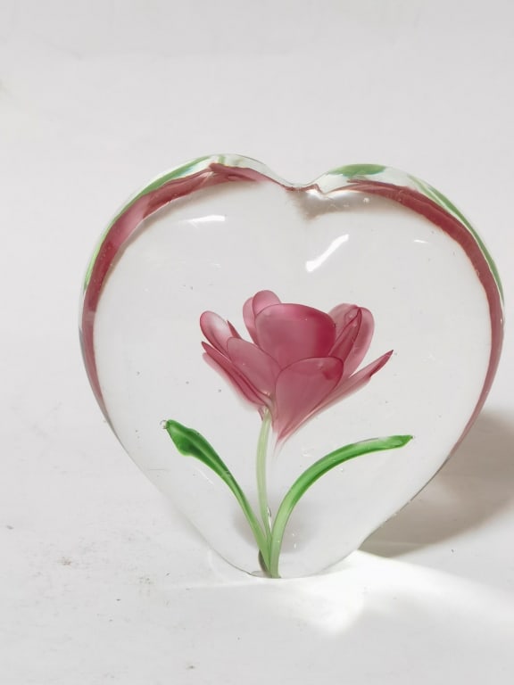 Vintage Art Glass Floral Paperweight (1 of 4)