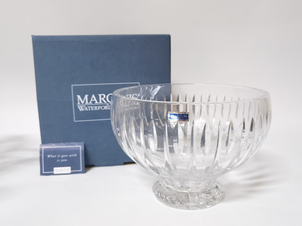 Marquis by Waterford Crystal Footed Bowl: Marquis by Waterford Crystal Footed Bowl, 7in by 9in