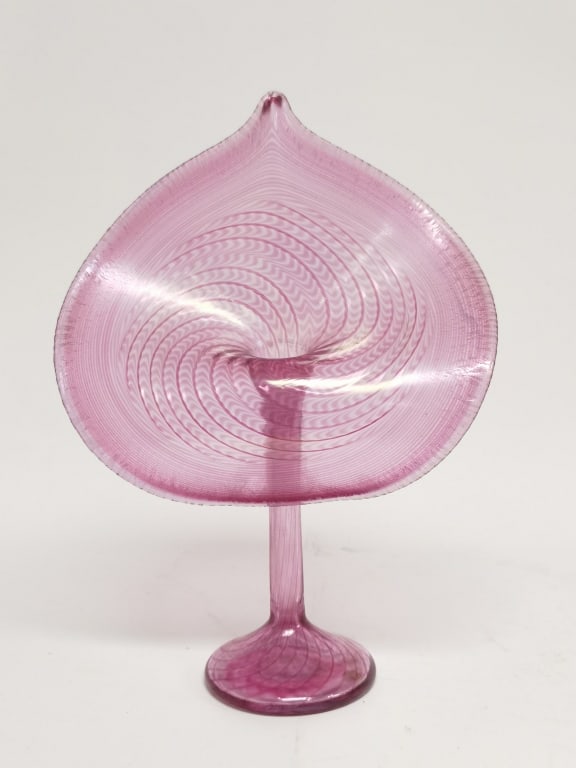 Steve Abelman 1982 Pink Iridescent Swirl Jack in the Pulpit Glass Vase (1 of 5)