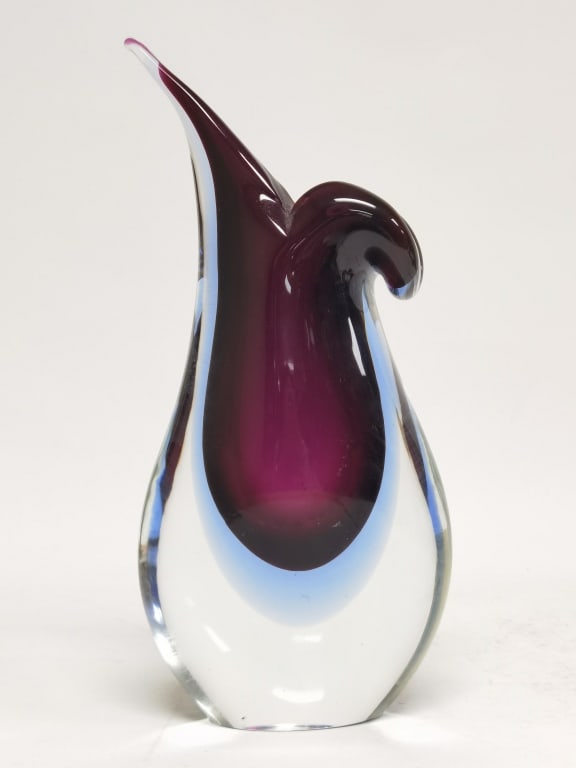 Murano Italy Amethyst Sommerso Glass Vase (1 of 6)