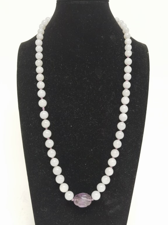 Chinese Jadeite and Purple Tourmaline Bead Necklace (1 of 3)