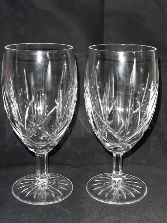 Pr. of Waterford Crystal Water Goblets: Pr. of Waterford Crystal Water Goblets, 7in