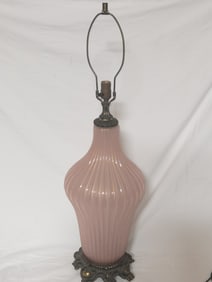 Vintage Murano Italy Barovier Blush Pink Glass Lamp