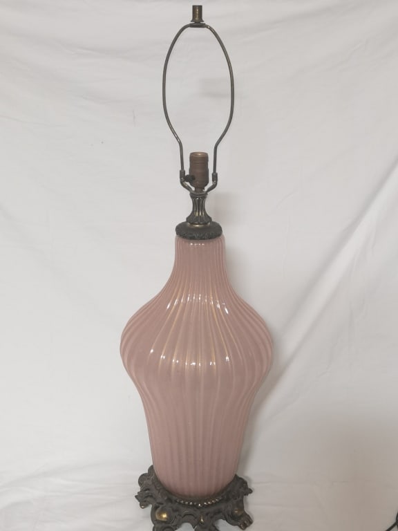 Vintage Murano Italy Barovier Blush Pink Glass Lamp: Vintage Murano Italy Barovier Blush Pink Glass Lamp, 38in