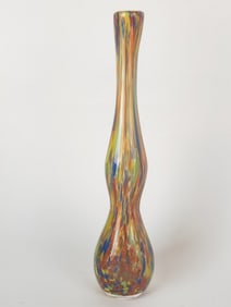 Vintage Murano Italy Multi-Color Tall Glass Vase