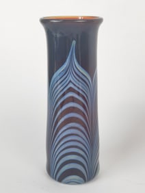 Vintage Loren Chapman Pulled Feather Art Glass Vase