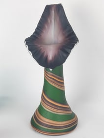 Egyptian Swirl Striped Art Glass Vase