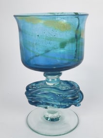 Vintage Medina Studio Maltese Blue Glass Chalice