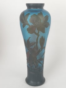 Vintage Galle Blue/Black Cameo Glass Vase