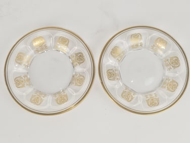 Pr. of Baccarat "Empire" Gold Trim Crystal Underplate