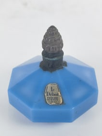Le Debut Bleu by Richard Hudnut Blue Glass Perfume Bottle