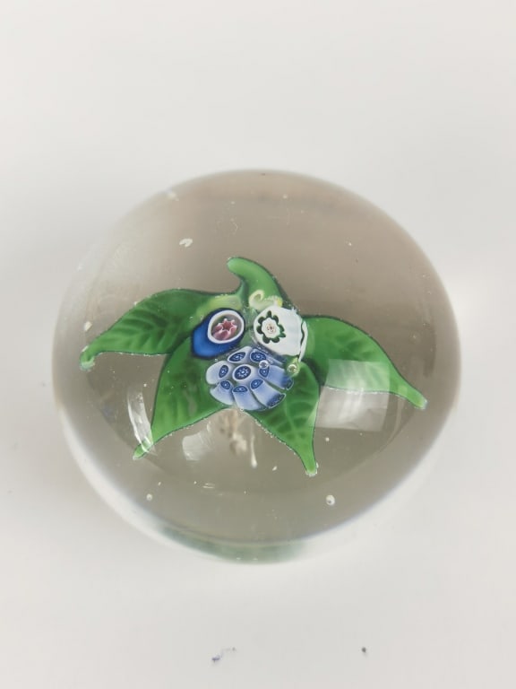 Vintage Murano Italy Floral Bouquet Glass Paperweight (1 of 4)