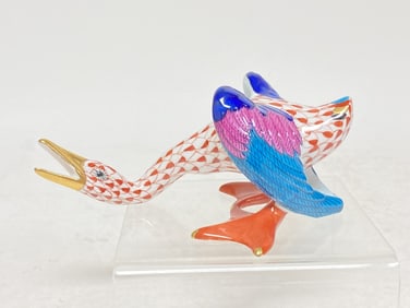 Herend Hungary Porcelain Red Duck Figurine