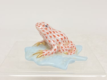 Herend Hungary Porcelain Red Frog Figurine