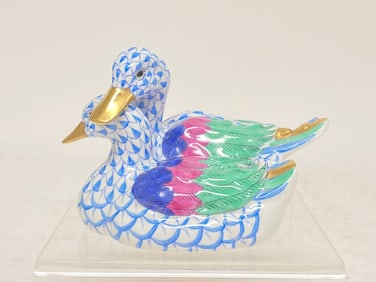Herend Hungary Porcelain Blue Ducks Figurine
