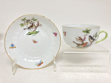 Herend Hungary Porcelain Rothschild Tea Cup Set