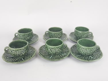 (12) Vintage Secla Portugal Porcelain Cabbage Tea Cups