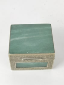 Old Parsi Zoroastrian Heirloom Box with Silver and Jade