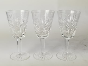 (3) Waterford Crystal Ashling Water Goblets