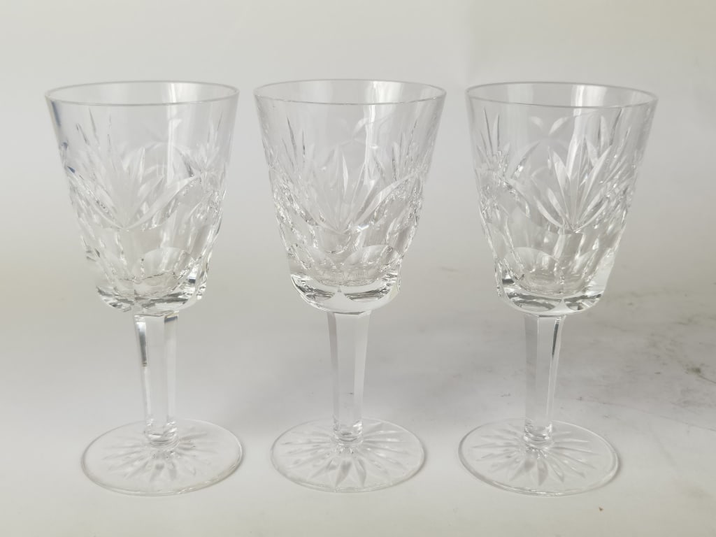 (3) Waterford Crystal Ashling Water Goblets: (3) Waterford Crystal Ashling Water Goblets, 5.5in