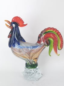Vintage Murano Italy Multi-Color Glass Rooster