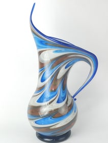 Vintage Murano Italy Multi-Color Swirl Glass Vase