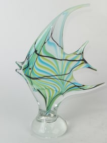 Vintage Murano Italy Multi-Color Swirl Glass Fish