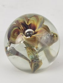 1981 John Barber Swirl Flower Glass Paperweight