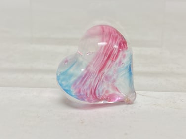 Robert Held(?) Swirl Art Glass Heart Paperweight