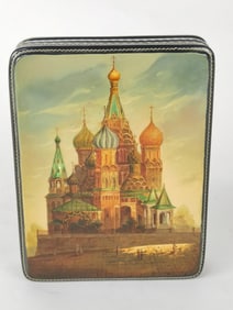 Antique Russian Hand Painted Lacquer Jewelry Box, Signed and Dated