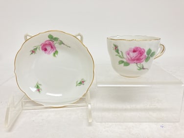 Meissen Germany Porcelain Floral Tea Cup Set