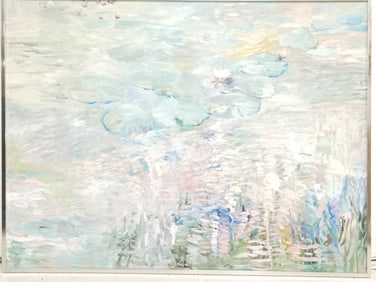 Impressionist Lotus Oil Painting on Canvas, Michele Taylor