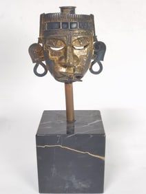 Antique Gilt 925 Silver Mexican Mask