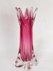 Vintage Murano Italy Pink Glass Vase