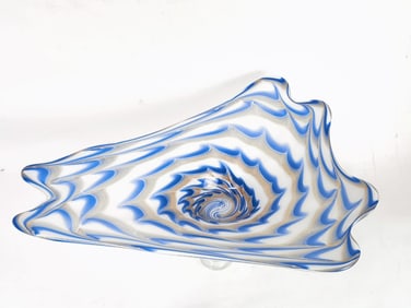 Vintage Murano Italy Blue and Gold Glass Dish