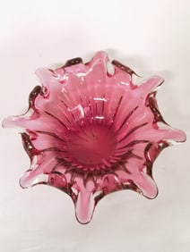 Vintage Murano Italy Pink Glass Dish