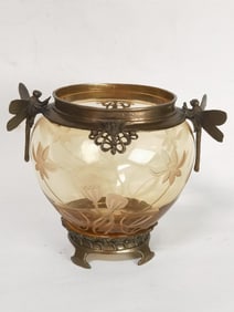 Vintage Castilion Poland Art Nouveau Dragonfly Jar
