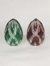 (2) Vintage Bohemian Cut-to-Clear Eggs