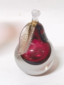 Vintage Murano Italy Alfredo Barbini Glass Pear Paperweight